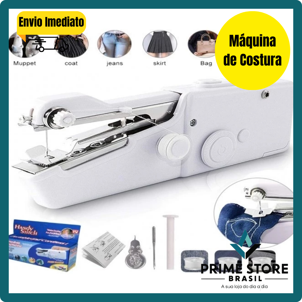 Máquina de Costura Manual Portátil 12 Pontos Branca – Leve, Compacta e Eficiente