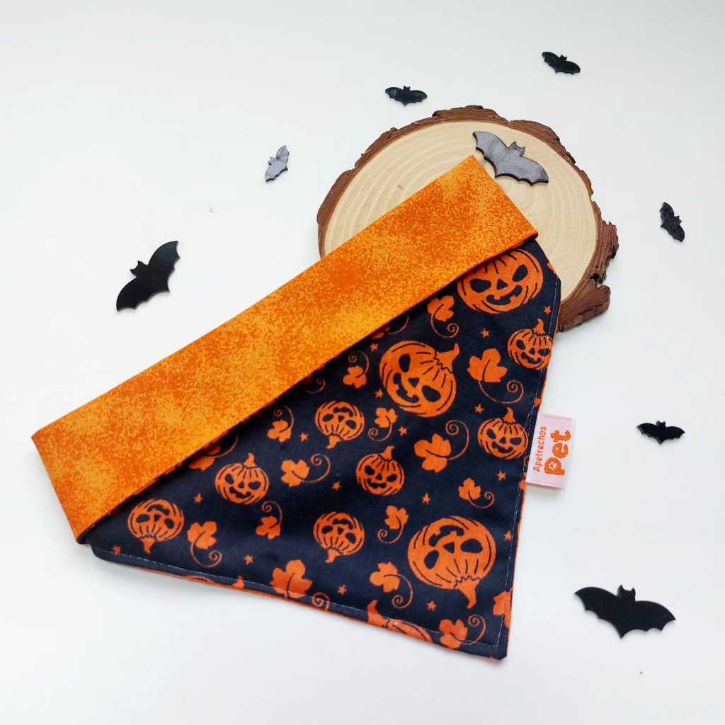 Bandana pet Abóboras de HALLOWEEN -DUPLA FACE
