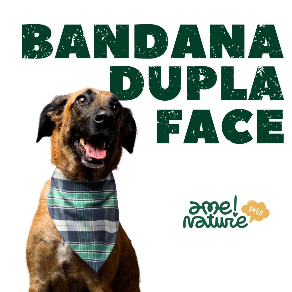 Bandana Pet Dupla Face para Cachorro Verde e Xadrez Acessório Estiloso Tamanho Único