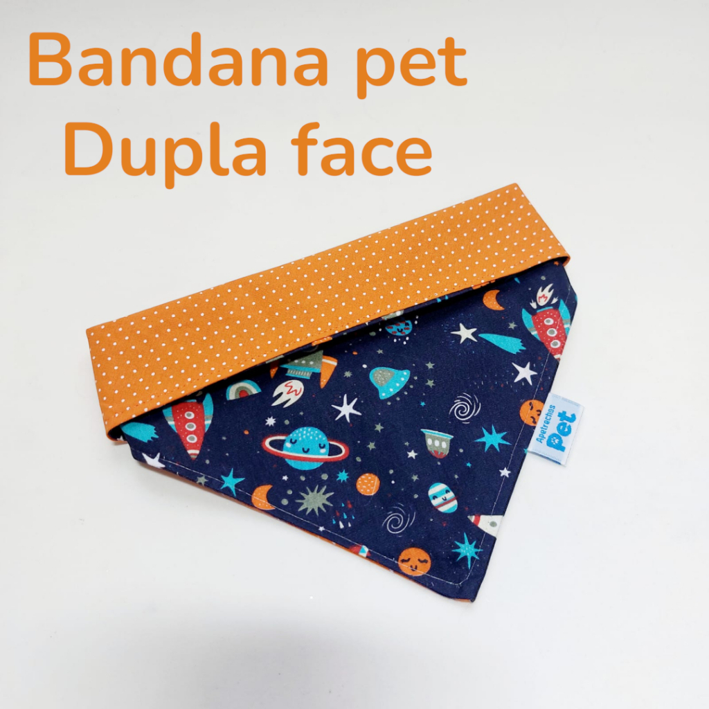 Bandana para Cachorro e Gato Galáxia e estrelas - Dupla face