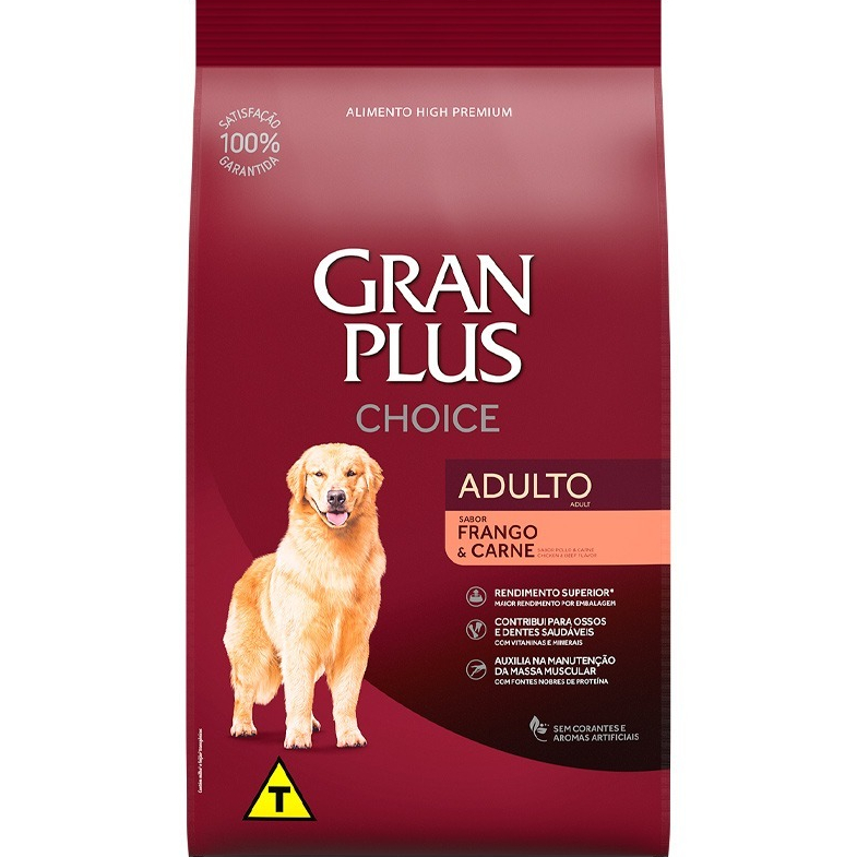RAÇÃO GRANPLUS CHOICE CÃES ADULTOS FRANGO E CARNE 20KG