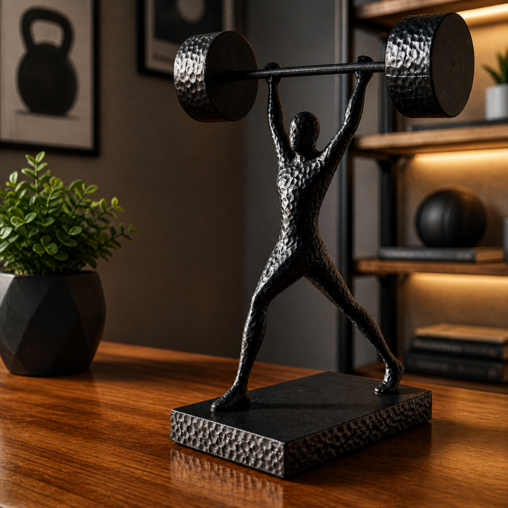 Escultura Decorativa Power Lift Academia Esporte Musculação Presente Escritório Home Officce
