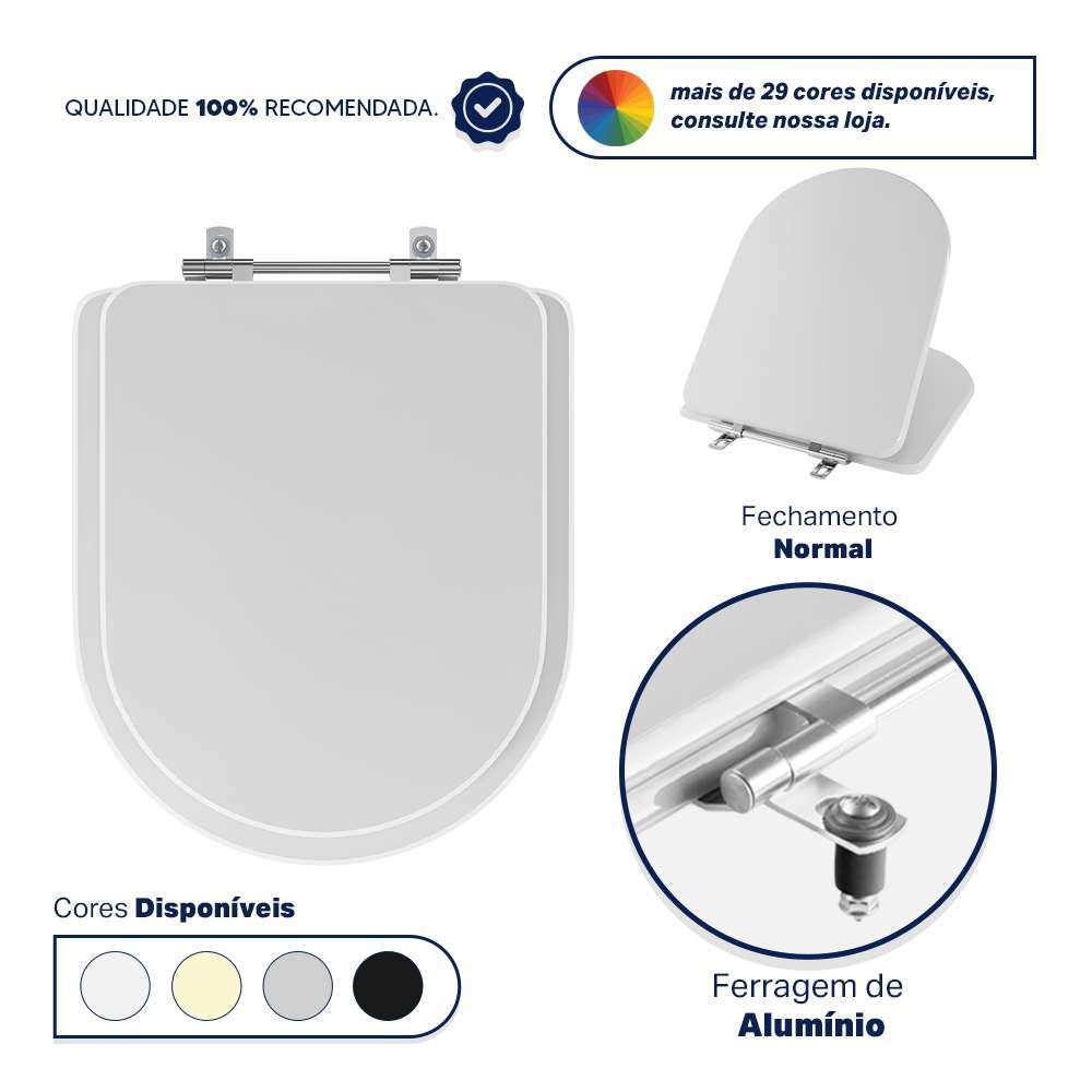 Assento Sanitário Poliéster Lift Branco para vaso Docol 6lpf