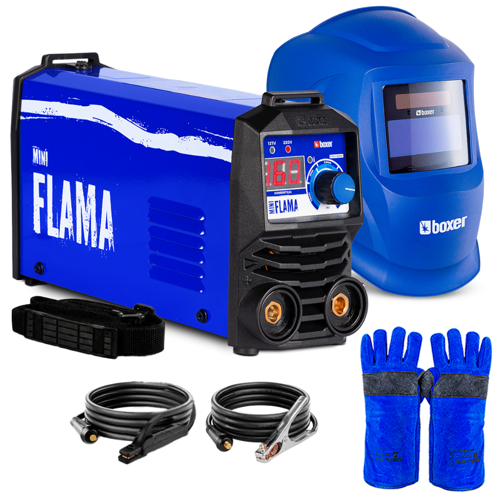 Combo Maquina De Solda Mini Flama 160A MMA TIG Lift BV + Optiarc70 + Luva Para Soldar 300° Boxer