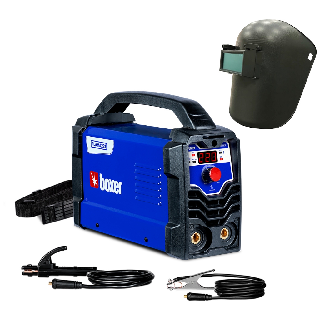 Kit Máquina de Solda 220A 220V MMA TIG Lift  Flama221 + Máscara de Solda Automática BS20 Boxer