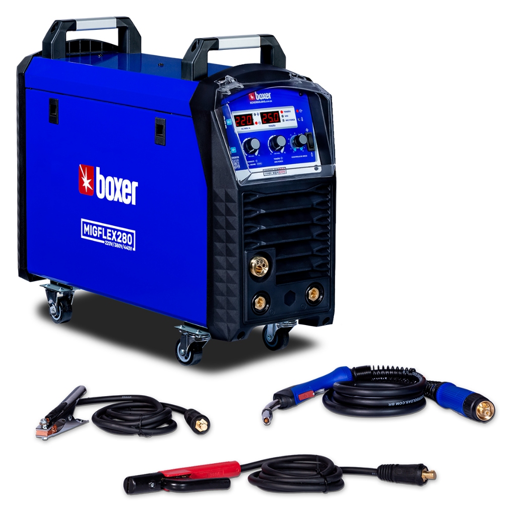 Máquina Inversora de Solda 250Amp Multiprocessos 220/380/440V MIG MAG TIG Lift Migflex280 Boxer
