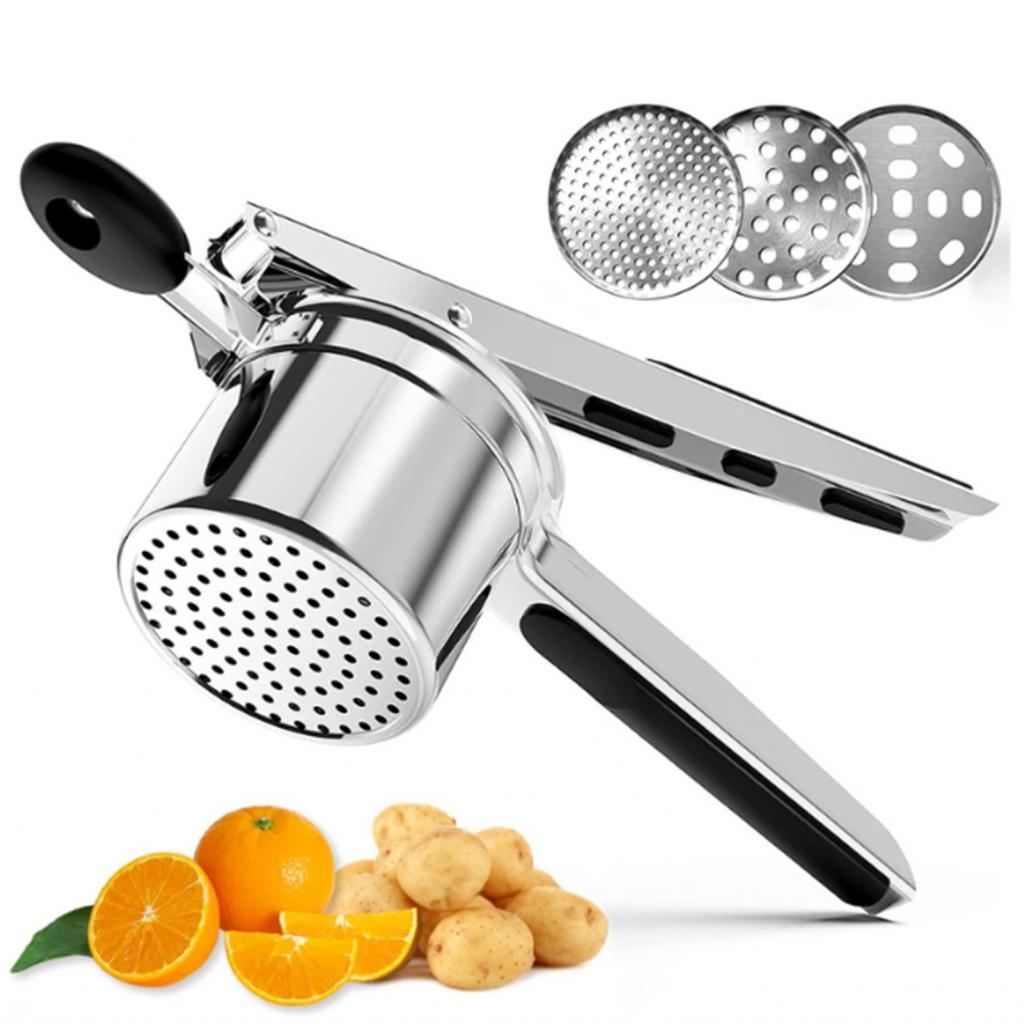 hammer.br Potato Ricer Professional Labor Saving 15oz Thickened Stainless Steel Press Kitchen Tool with 3