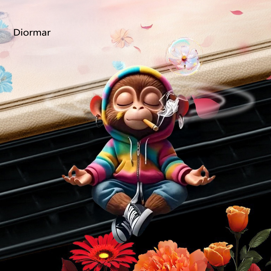 Monkey Vent Clip Air Freshener Acrylic Car Cute with Fragrance Sponge 2d Conditioner for
