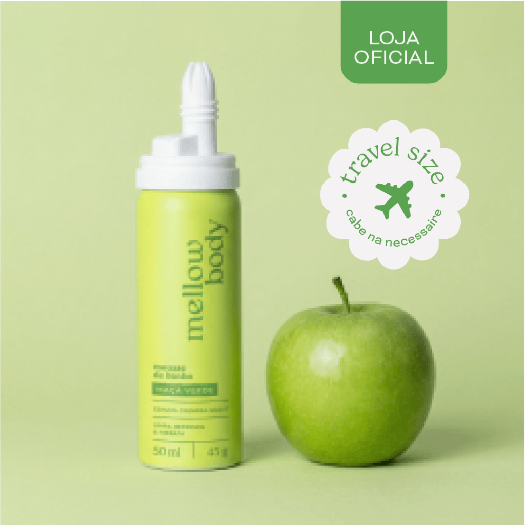 Mini Sabonete Líquido Chantilly de Banho Maçã Verde 50ml - Mellow Body – Vegano, Hidratante skincare