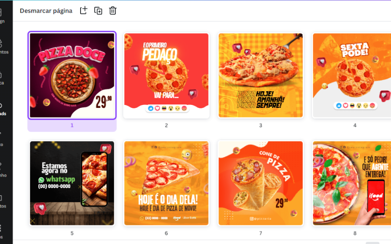 PACK ARTES CANVA PIZZARIA