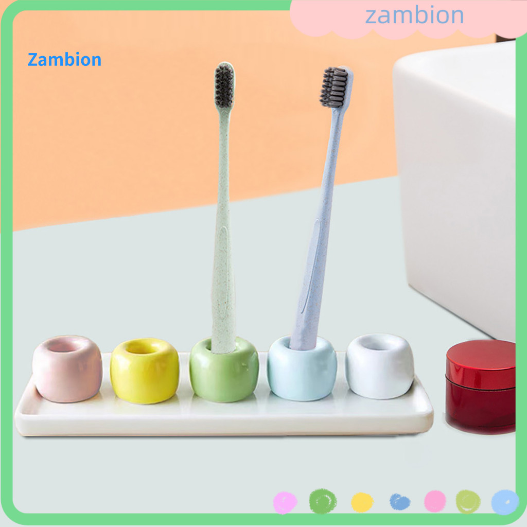 Razor Holder Hollow Toothbrush Mini Ceramic with Design – Multi-purpose Stand for Pen and Small Items Compact for Home