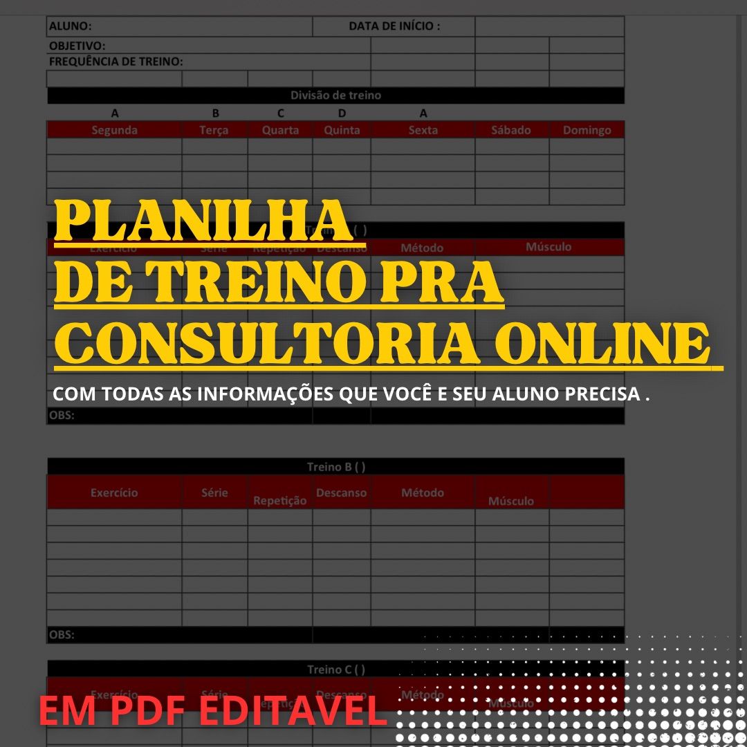 Planilha de treino pra consultoria online