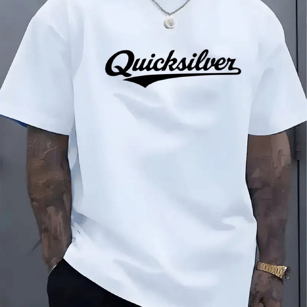 Camiseta Básica Casual de Gola Redonda Masculina, Estampada Quick S - Top Casual Elástico, Tecido Premium.