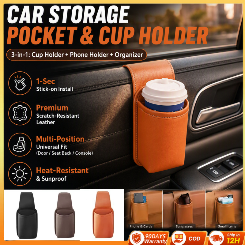 Porta Do Carro Universal Pendurado Suporte De Copo Adesivo De Couro Anti-Shake Bebida Garrafa Saco De Armazenamento Chav