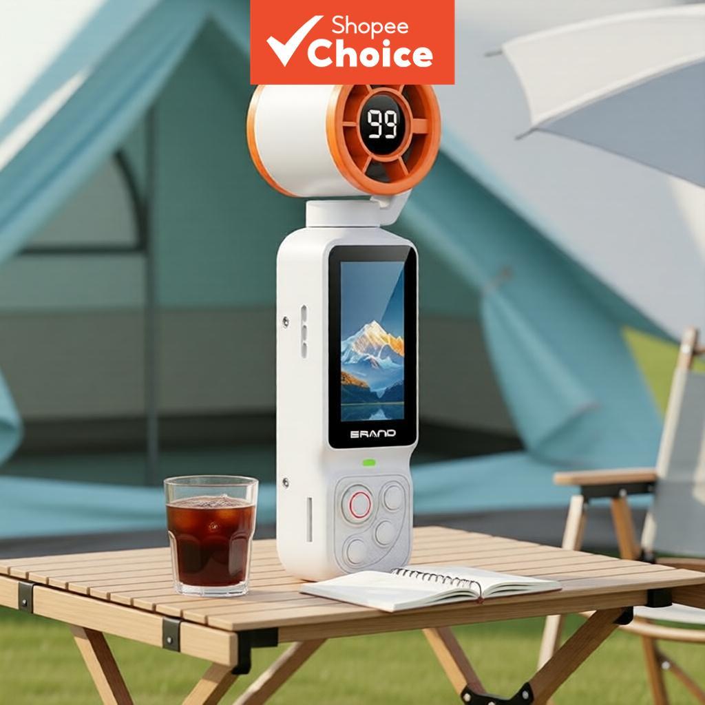 Câmera De Ação Com Ventilador Portátil 180 ° Anti Shake Giratório Display Digital E Gravação 1080P