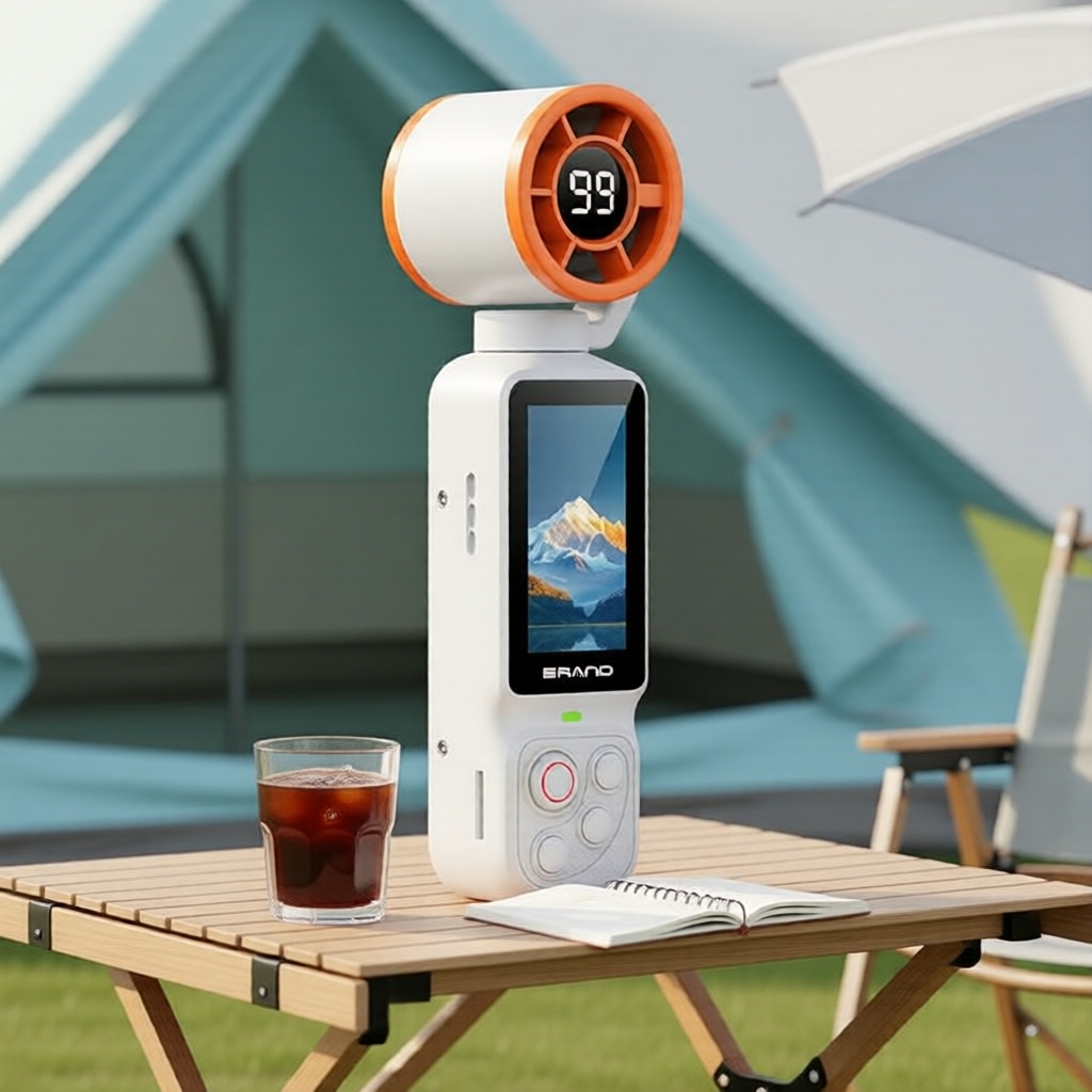 Câmera De Ação Com Ventilador Portátil 180 ° Anti Shake Giratório Display Digital E Gravação 1080P