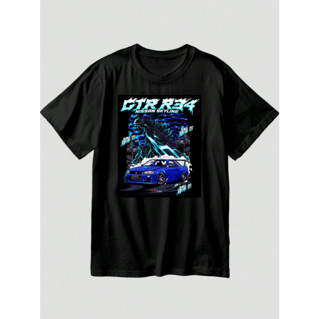 Camiseta Skyline Gear Head Japan Car Drift Camisa Algodão Unissex Academia Casual Streetwear Adulto e Infantil