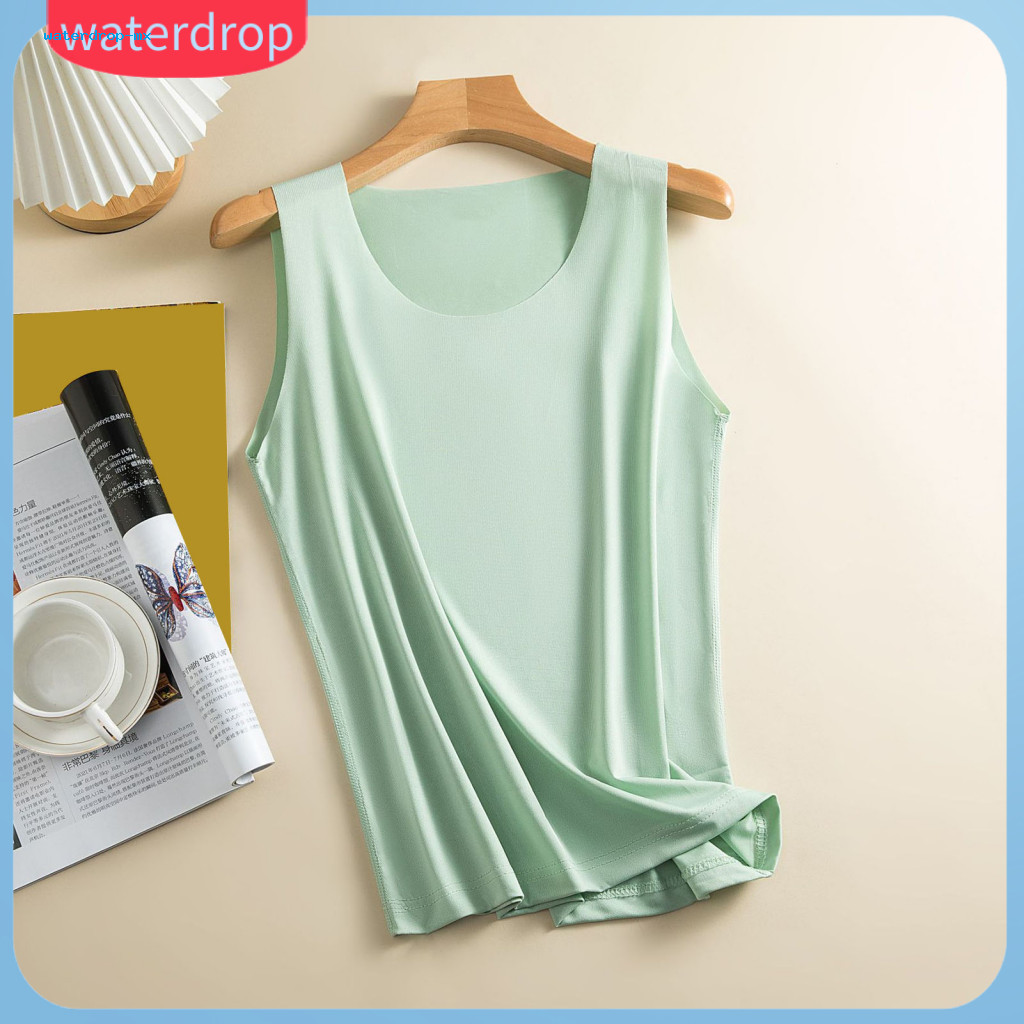 Women’s Ice Silk Vest Plus Size Camisole Stretchy Round Neck Top for Summer Office Vacation Dating – Lightweight Dry