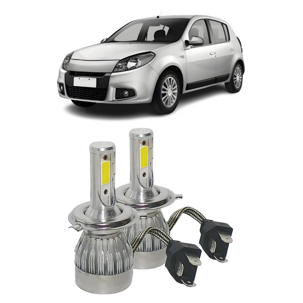 Par Lampadas Super LED Farol Renault Sandero 2011 2012 2013 2014 6000k H4