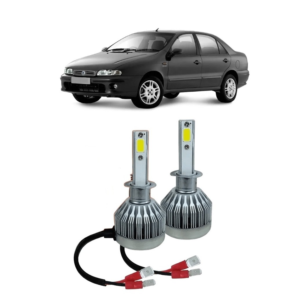 Par Lampada Super LED Farol Alto Marea 1997 1998 1999 2000 2001 2002 2003 2004 2005 2006 2007 6000k H1
