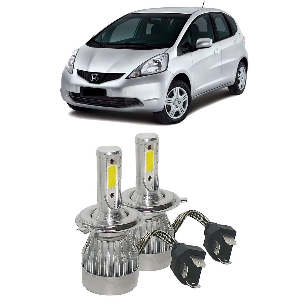 Par Lampadas Super LED Farol Honda New Fit 2009 2010 2011 2012 6000k H4