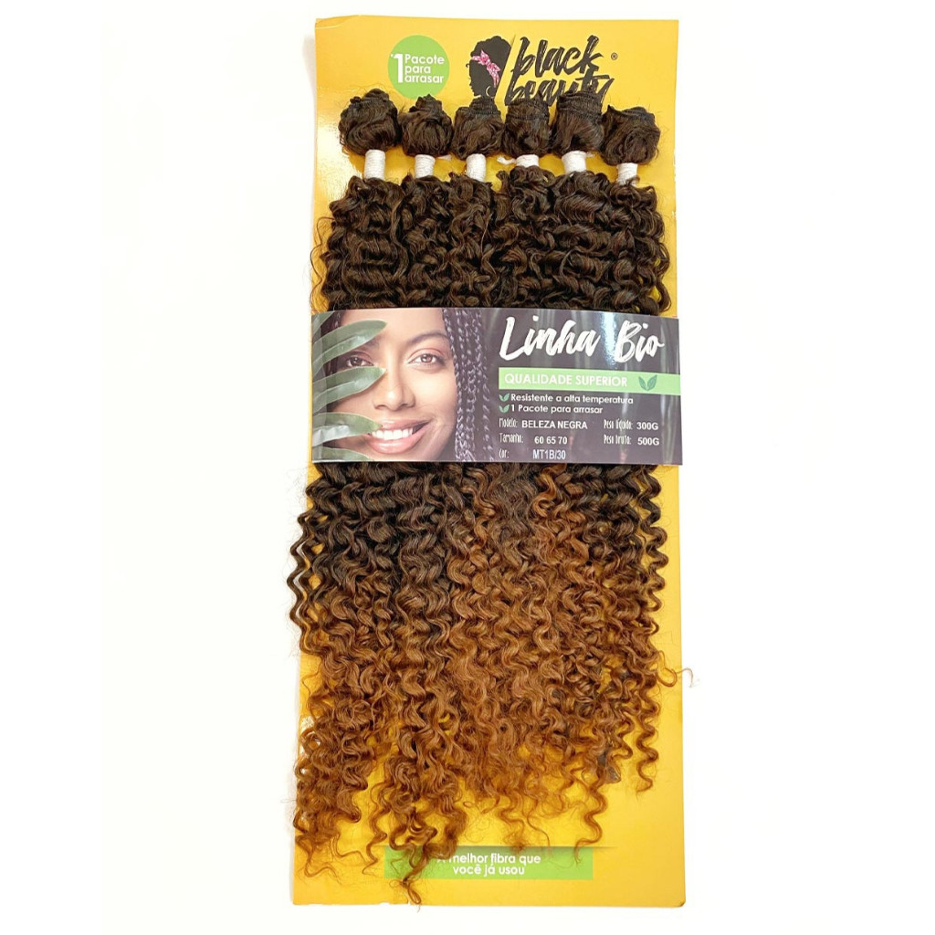 Cabelo Cacheado Bio Fibra Beleza Negra Black Beauty 70cm 300g