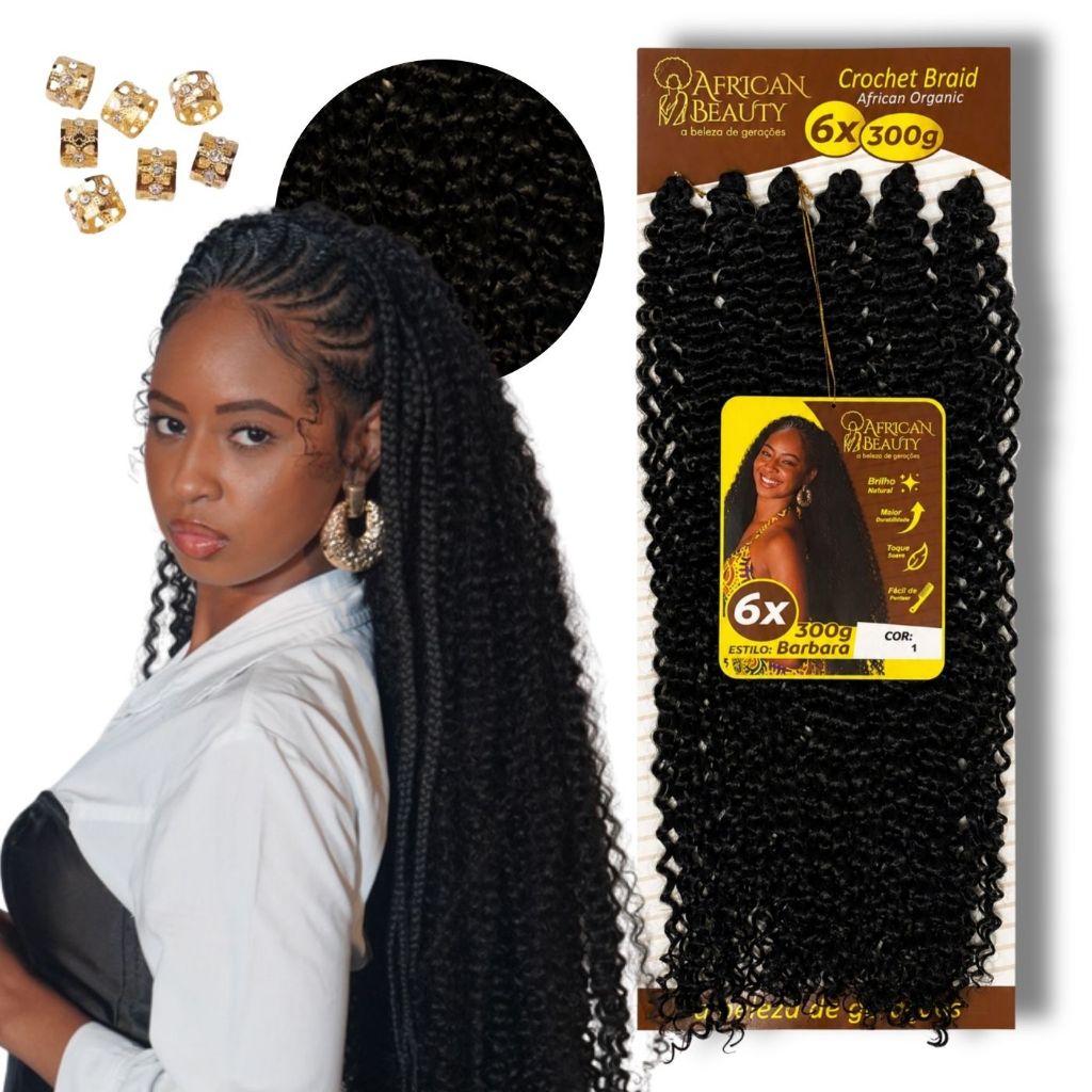 Cabelo Aplique Crochet Braid Cacheado African Beauty 70cm Afro Cachos Gypsy 300g Fibra Orgânica