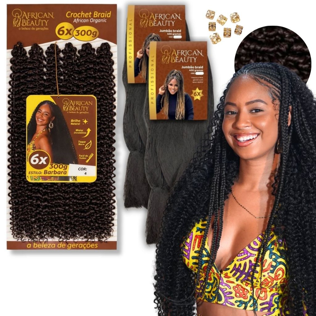 Kit Cabelo Crochet Cacheado 70cm 300g E 2 Jumbo 400g Cada African Beauty