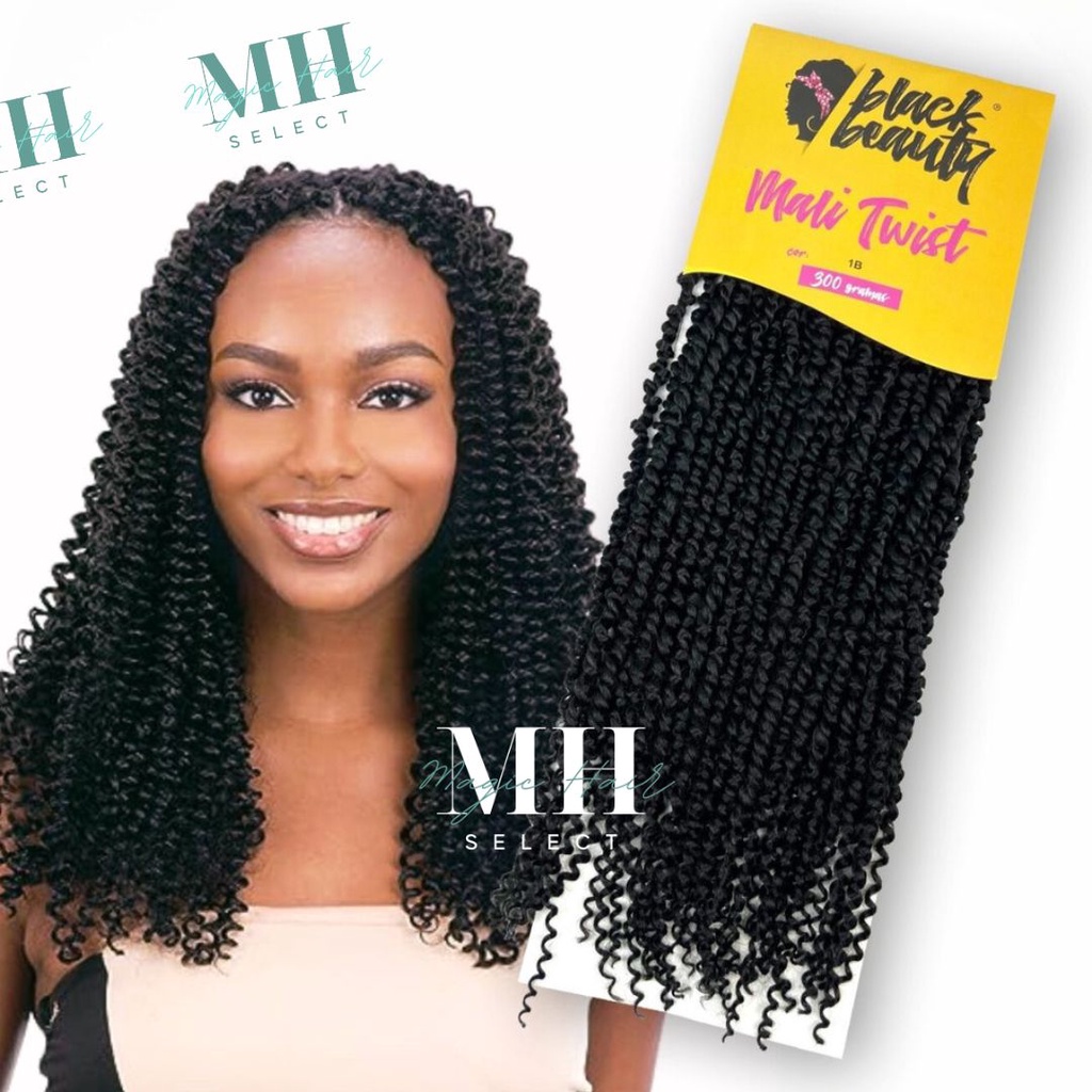 Cabelo Mali Twist Estilo Praia Caracol Crochet 300GR 70CM Black Beauty