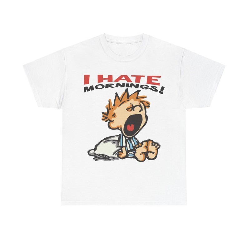 Camiseta Masculina de Manga Curta com Estampa Oversized Vintage I Hate Mornings Tshirt