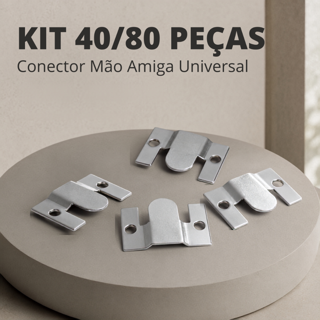 Kit 40/80 Unidades Conector Mão Amiga Universal para Sofá em Metal