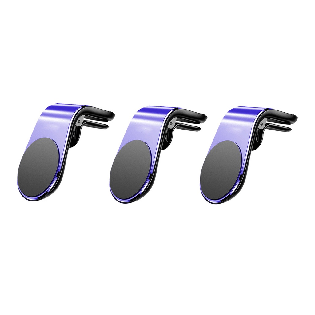 Kit 3 Suporte Adaptador Magnético Veicular Universal Clip Car Holder Para Painel De Carro Tipo L - Azul