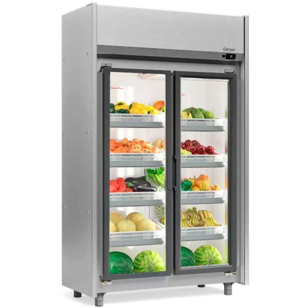 Refrigerador Vertical Auto Serviço Hortifruti 2 Portas Geas2p Inox 220V Gelopar