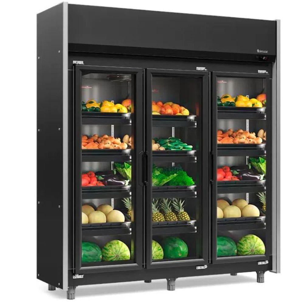 Refrigerador Vertical Auto Serviço GEAS3PLB com Ar Forçado e Prateleiras Reguláveis Preto Gelopar