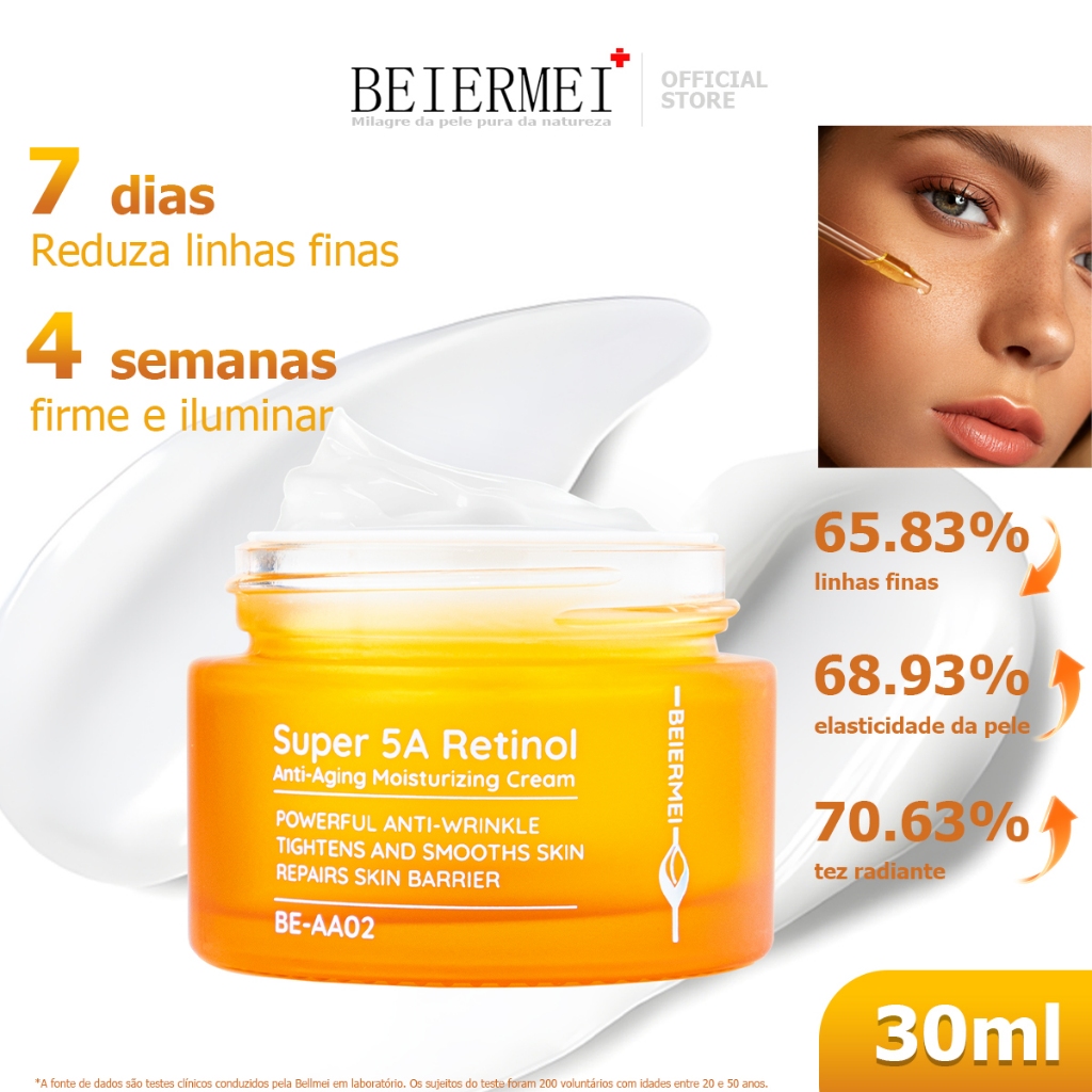 Beiermeri, br Creme de Retinol Anti-Aging 30ML que reduz rugas, firma e levanta a pele, uniformiza o tom e hidrata.