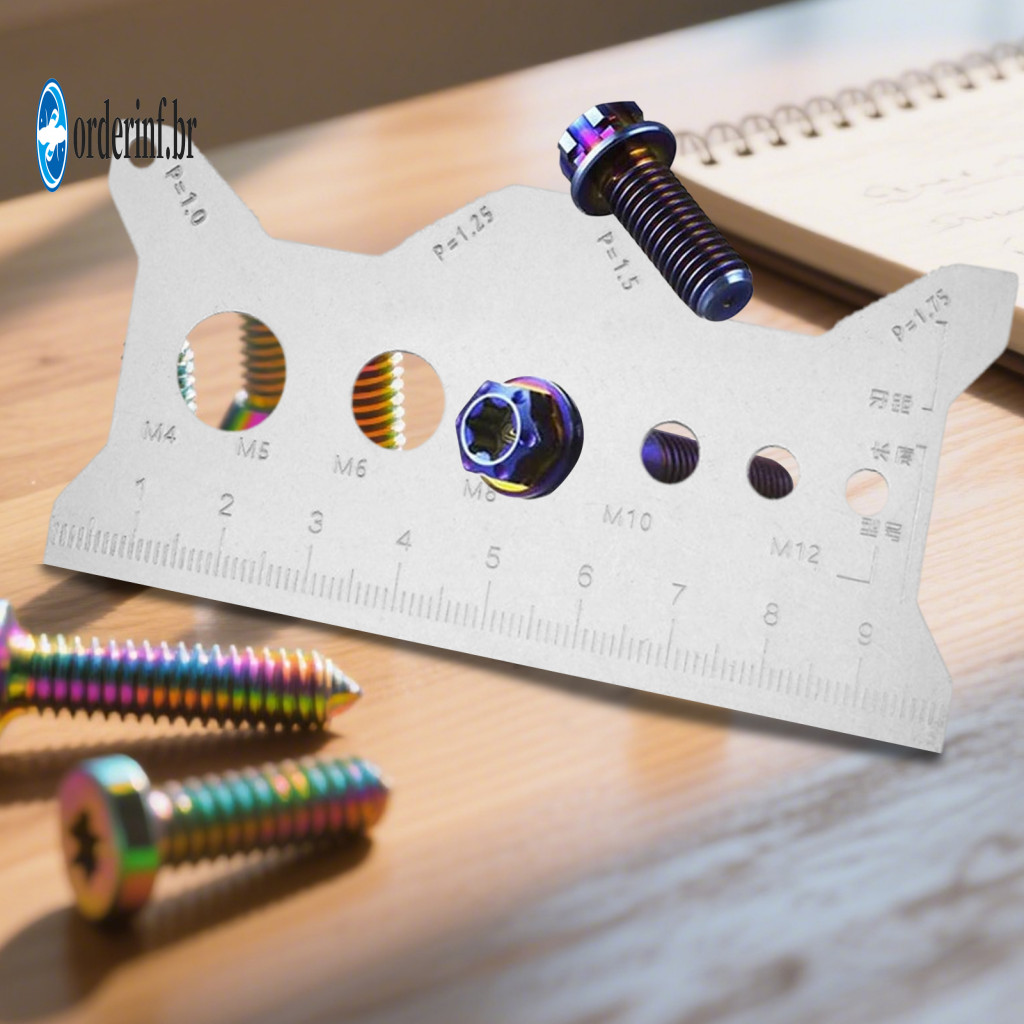 Maintenance Professional Thread Identifier Screw Measuring Ruler with Gauge Lightweight Stainless Steel Bolt Length Size