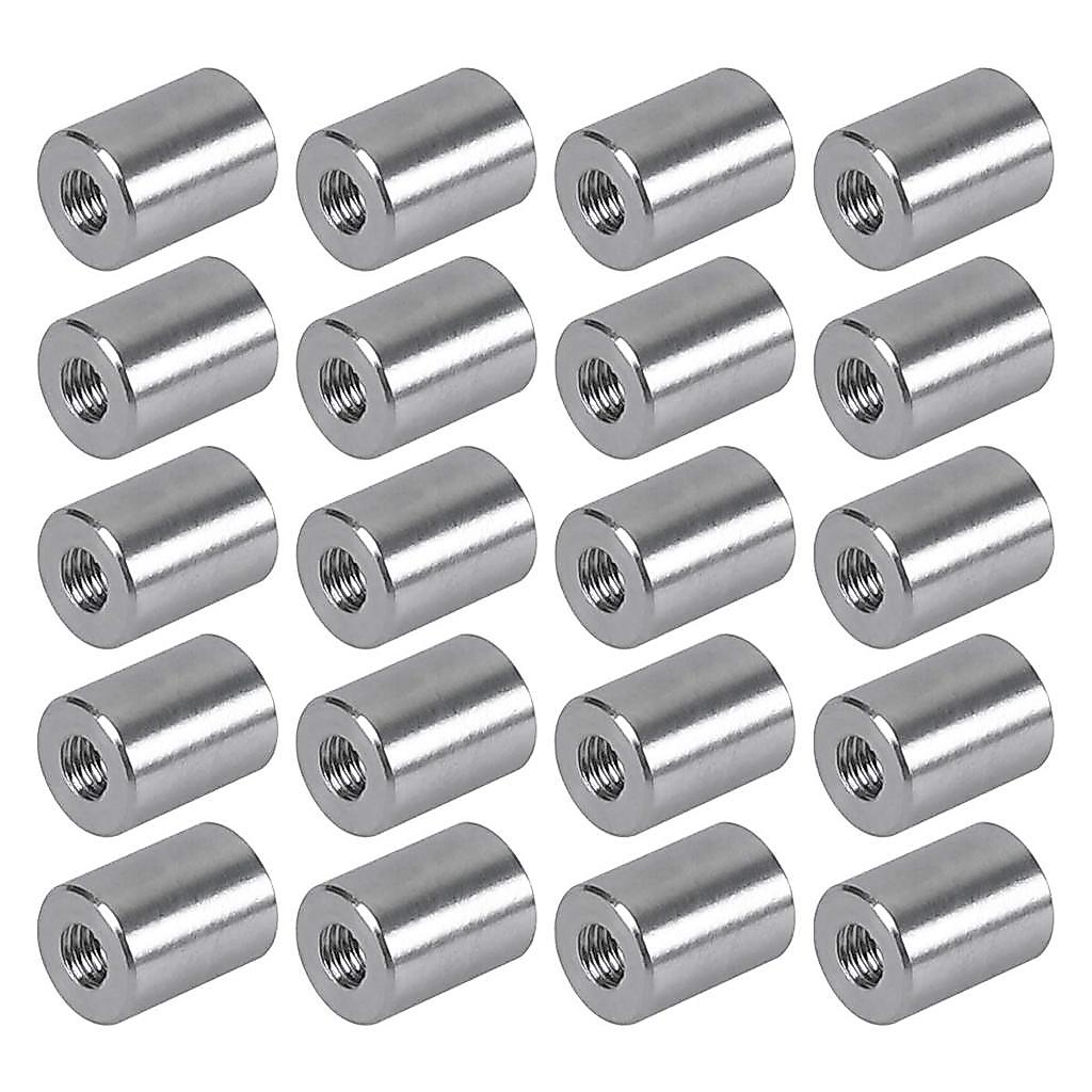 Pack of 20 - M4 Round Connector Nuts, 304 Stainless Steel Coupling Nut 10 mm/0.39 inch Length Outside Diameter 8 mm / 5/