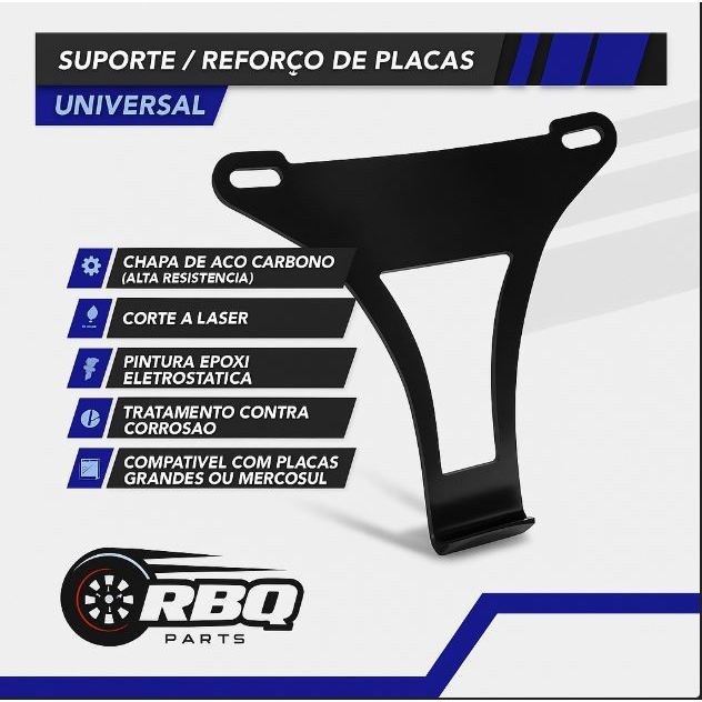Suporte Protetor Placa Moto Mercosul Universal Moldura Ferro