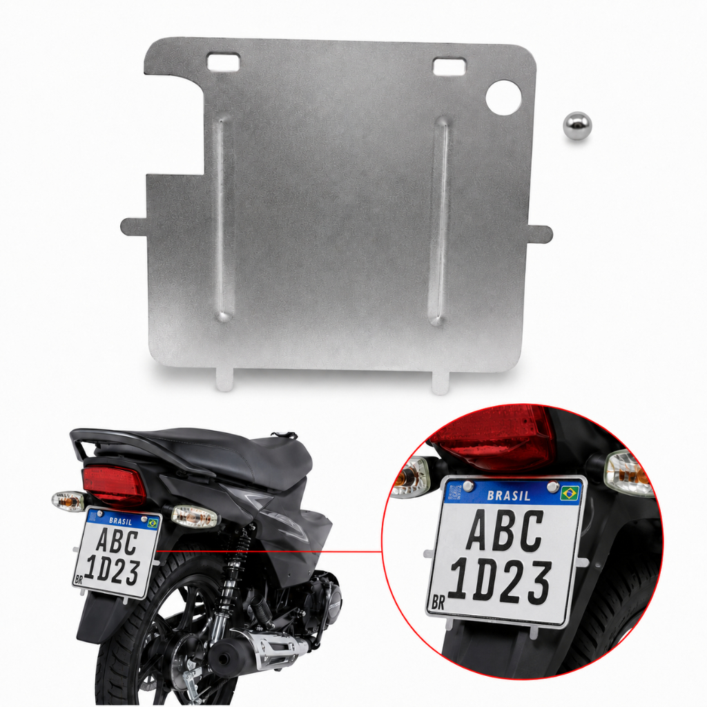 Suporte Protetor de Placa Moto Mercosul Universal Moldura em Ferro Reforçada