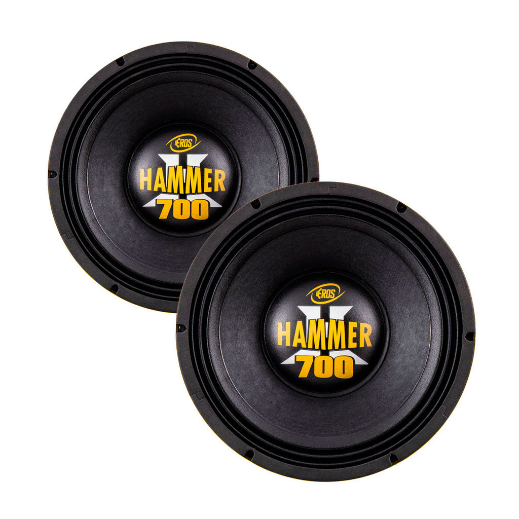 Kit 2 Peças Woofer 12 Polegadas Eros 700w Rms E-12 Hammer 700 8 Ohms Bobina Simples Médio Grave 1400w Rms Par 2800w Pico