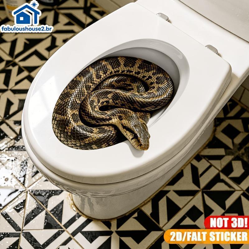 FABUL Realista Assustador Cobra Prank Stier Fun Hole Design Peel-and-Sti Decalque De Banheiro Para Férias Surpresa Tris