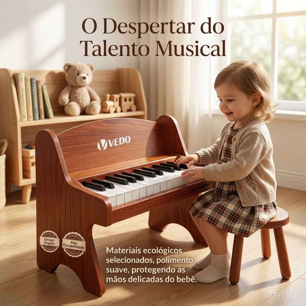 Teclado de piano infantil VEDO, piano digital infantil de 25 teclas, volume ajustável, mini instrumento musical educativ