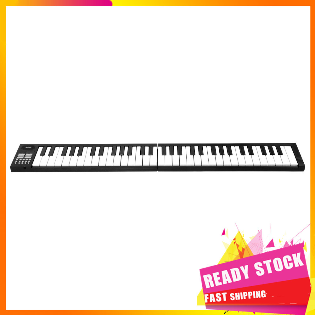 Gfgfgfgg Teclado eletrônico dobrável de 61 teclas Piano digital portátil com bolsa de transporte 16 tons 100 ritmos 25