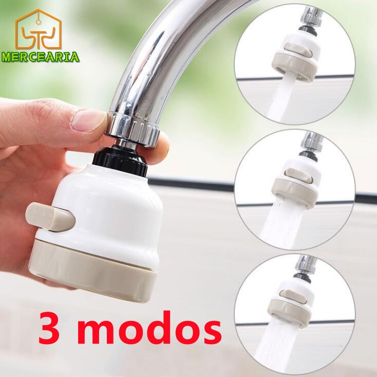 Torneira de chuveiro giratória 360 ° 3 modos Extensor de jato de água Aerador de saída Gira Flex-Adjustment Adaptador de cabeça giratória
