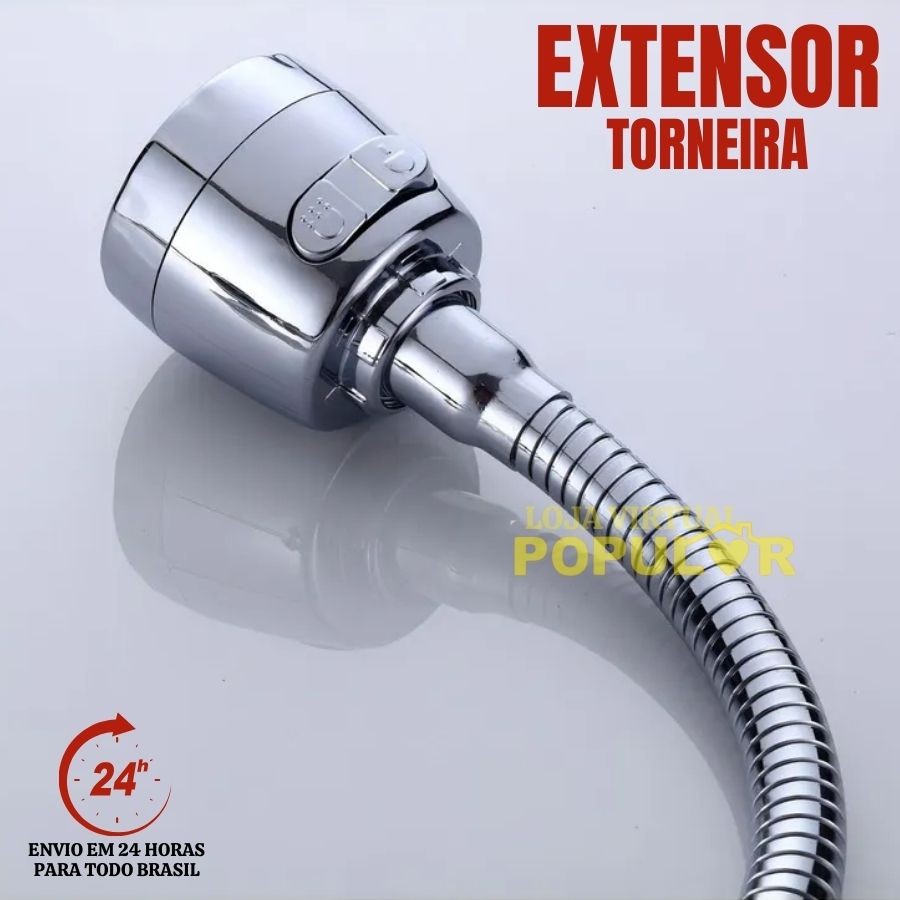 Chuveirinho Torneira Extensor Bico Giratório 360 Graus Adaptador C/ 2 Jatos C/ Arejador