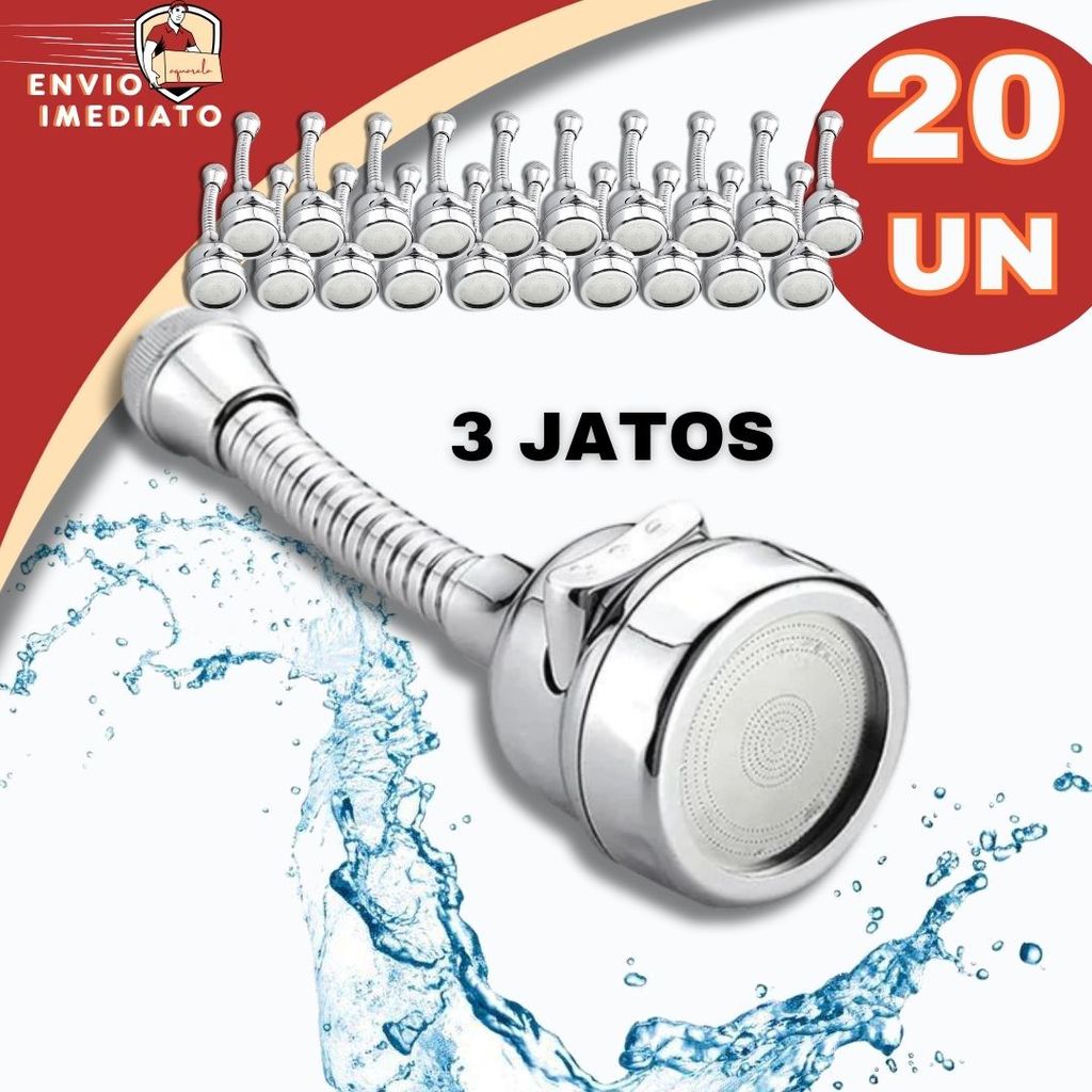Adaptador de Torneira Extensor Chuveirinho Bico Arejador Giratório 360 Graus C/ 3 Jatos pia P/ Torneiras de Cozinha