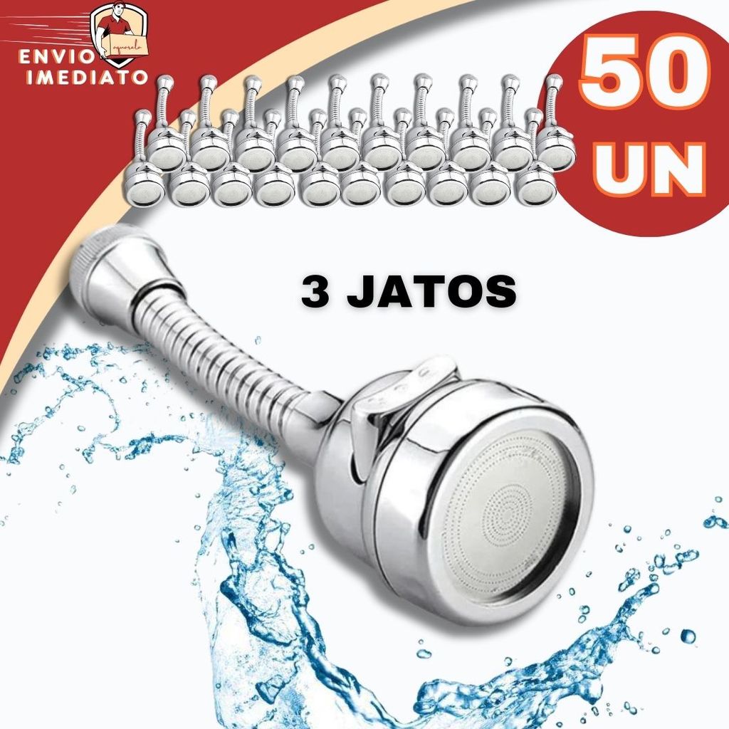 Extensor de Torneira Chuveirinho Bico Arejador Giratório 360 Graus Adaptador C/ 3 Jatos pia P/ Torneiras de Cozinha