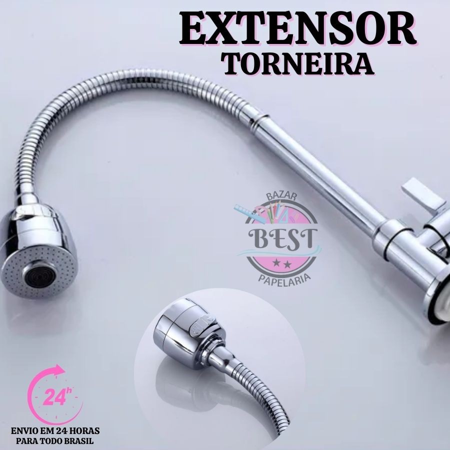 Chuveirinho Torneira Extensor Bico Giratório 360° Adaptador C/ 2 Jatos Torneiras Gourmet  Arejador