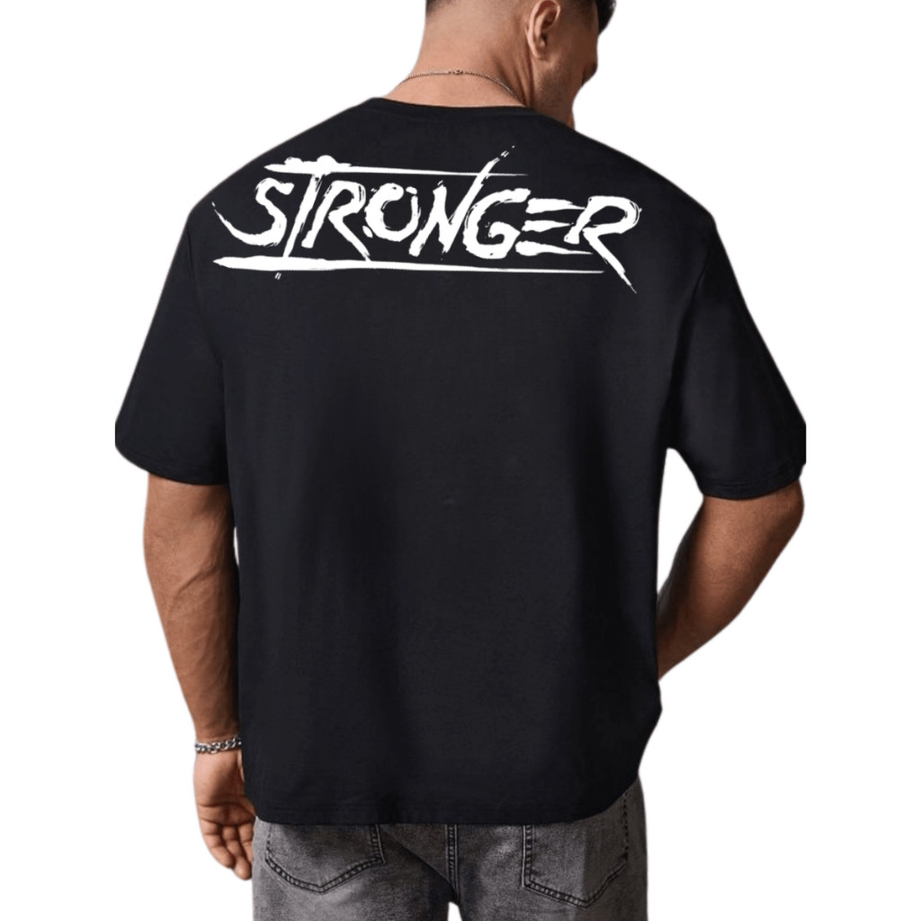 Camiseta Masculino Oversized 100% Algodão Premium Stronger Estampado