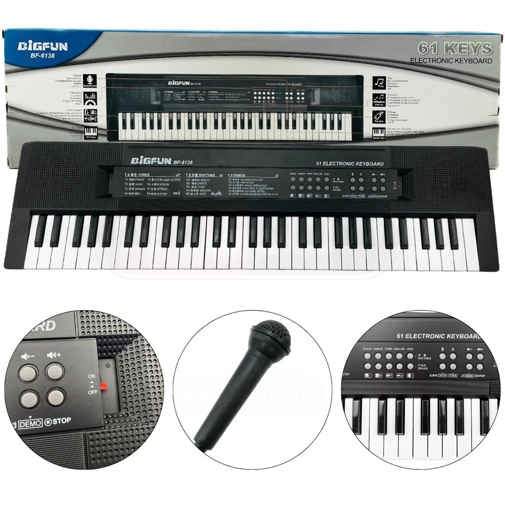 Teclado Eletrônico Infantil Educativo Preto Com Sons E 61 Teclas Big Fun